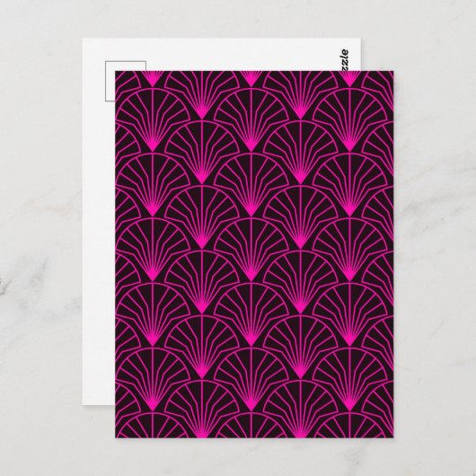 Classic Art Deco Pattern in Pink and Black ポストカード (正面/裏面)