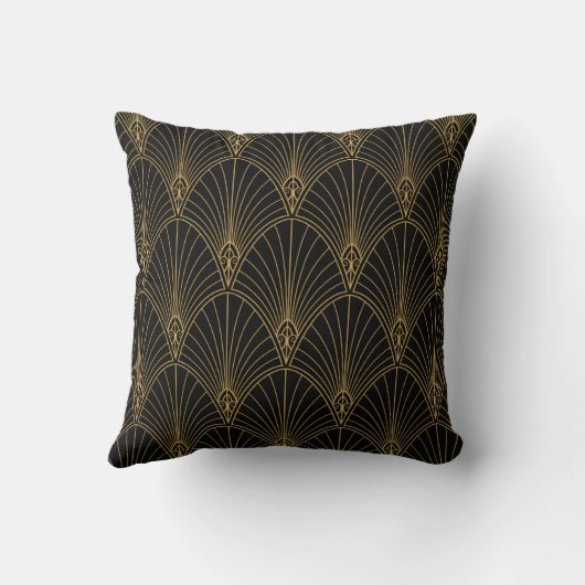 Classic Art Deco Seamless Pattern. Geometric Styli クッション (裏面)