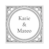 Classic Art Deco Wooden Couple's Names ラバースタンプ (インプリント)