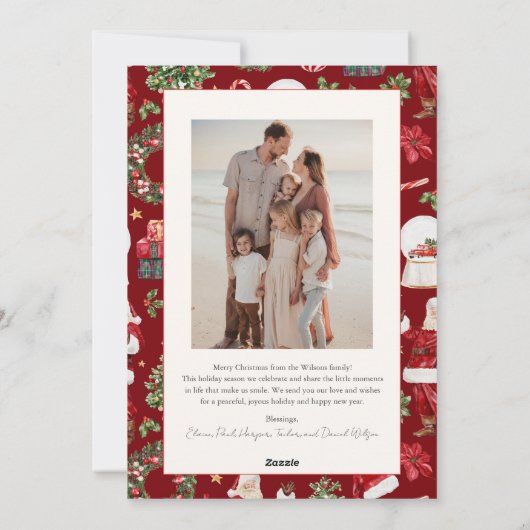 Classic Assorted Presents Photo Christmas シーズンカード (裏面)