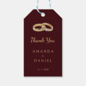 Classic Auburn Brown and Gold Stripe Wedding Rings ギフトタグ (正面)