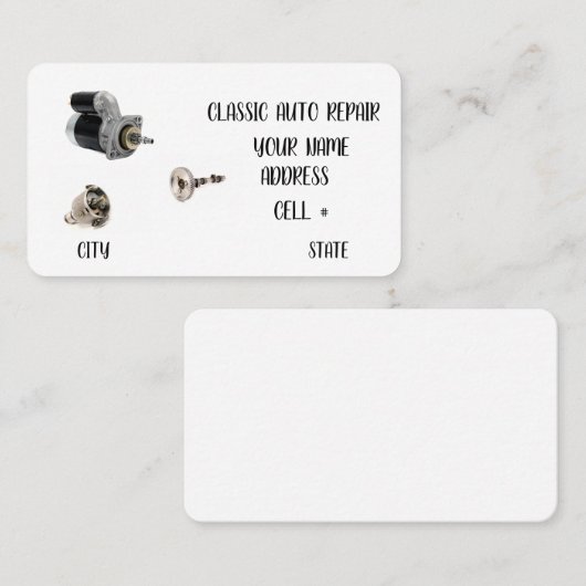 Classic Auto Repair Business Card 名刺 (正面/裏面)