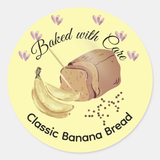 Classic Banana Bread Bakery Product Label ラウンドシール (正面)