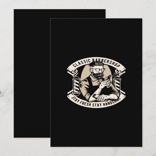 classic barbershop stay fresh stay handsome 招待状 (正面/裏面)