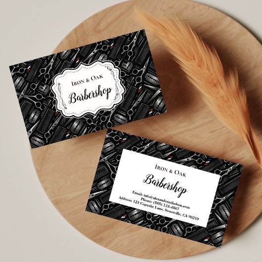 Classic Barbershop Tools Vintage Style 名刺