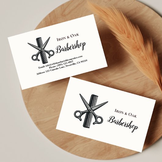 Classic Barbershop Tools Vintage Style 名刺