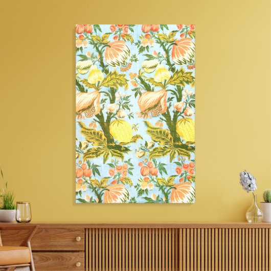 Classic Baroque Floral Fruit Damask Textile キャンバスプリント (インサイチュ (リビング))