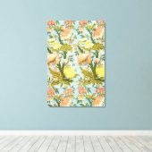 Classic Baroque Floral Fruit Damask Textile キャンバスプリント (インサイチュ (ウッドフロア))