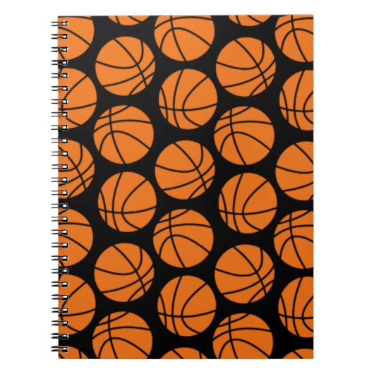 Classic Basketball Pattern on Black ノートブック (正面)