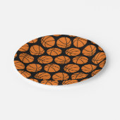 Classic Basketball Pattern on Black ペーパープレート (アングル)