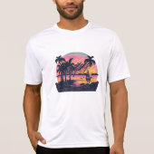 Classic beach and boat pink tシャツ (正面)