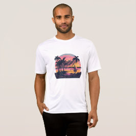 Classic beach and boat pink tシャツ