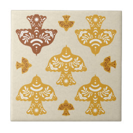 Classic beautiful birds Italian folk art kraft タイル