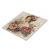 Classic, Beautiful Noblewoman with Roses Ornament タイル (側面)