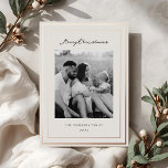 Classic Beige and Rose Gold Frame Family Photo 箔シーズンカード<br><div class="desc">Vintage Classic two-sided family photo Christmas cards featuring rose gold foil frame on beige color background with personalized family photo and holiday messages.</div>