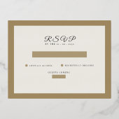classic beige rustic Wedding RSVP card 箔招待状ポストカード (正面)