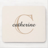 Classic Beige Script Monogram マウスパッド (正面)