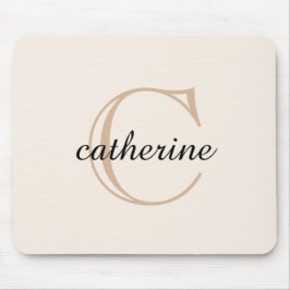 Classic Beige Script Monogram マウスパッド