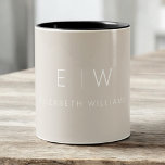 Classic Beige Taupe Neutral Minimalist Monogram ツートーンマグカップ<br><div class="desc">Start your day with this classic beige taupe neutral minimalist monogram two-tone coffee mug. Featuring a soft beige taupe background, clean black typography, and a simple modern layout, this personalized mug blends understated elegance with everyday functionality. Perfect for weddings, anniversaries, corporate gifts, or anyone who loves chic neutral drinkware. Customize...</div>
