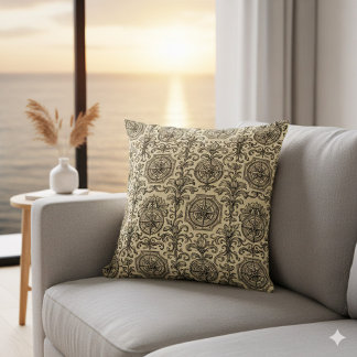 classic beige vintage nautical compass ornamental  クッション