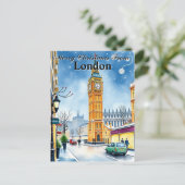 Classic Big Ben London Christmas Vintage ポストカード (スタンド正面)