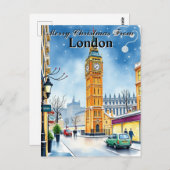 Classic Big Ben London Christmas Vintage ポストカード (正面/裏面)