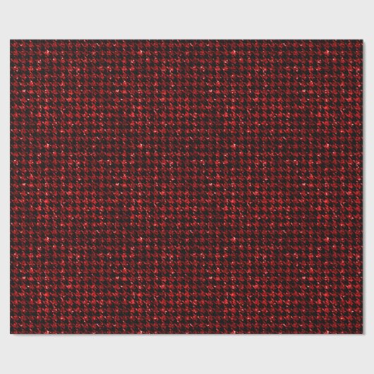 Classic Black and Glitter Red Houndstooth Pattern  ラッピングペーパー (フラット)