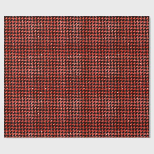 Classic Black and Glitter Red Houndstooth Pattern  ラッピングペーパー (フラット)