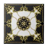 Classic Black and Gold Baroque Elegant Vintage  タイル (正面)