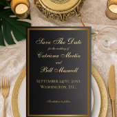 Classic Black and Gold Elegant Save the Date 箔招待状