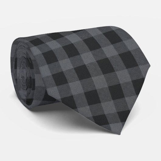Classic Black and Gray Buffalo Check ネクタイ (ロール)
