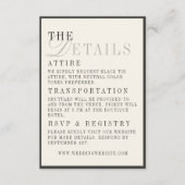 Classic Black and Ivory Wedding Details エンクロージャーカード (正面)