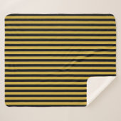Classic Black and Metallic Gold Striped シェルパブランケット (正面(横))