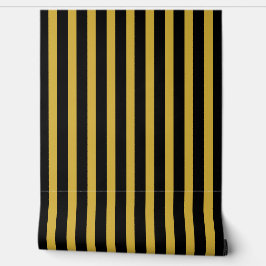 Classic Black and Metallic Gold Striped Stylish 壁紙