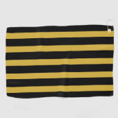 Classic Black and Metallic Gold Vertical Striped ゴルフタオル (横)