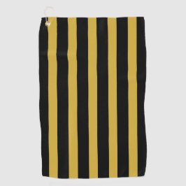 Classic Black and Metallic Gold Vertical Striped ゴルフタオル
