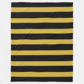 Classic Black and Metallic Gold Vertical Striped フリースブランケット (正面)