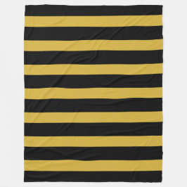 Classic Black and Metallic Gold Vertical Striped フリースブランケット