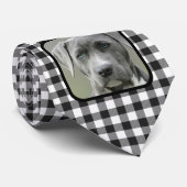 Classic Black and White Checker Pattern Pet Photo ネクタイ (ロール)