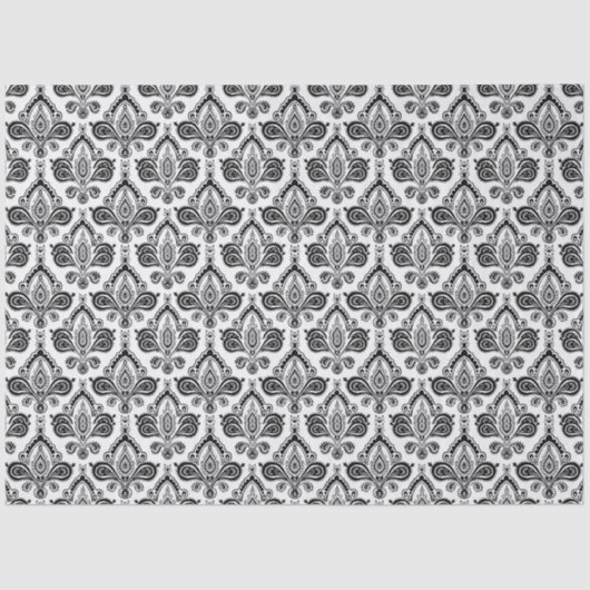 Classic Black and White Damask Textile Pattern 薄葉紙 (正面)