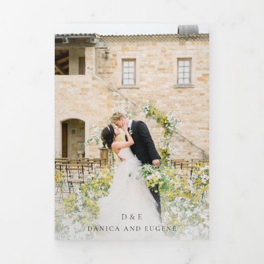 Classic Black and White Elegant Wedding 三つ折り招待状 (カバー)