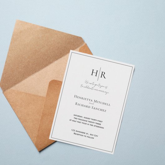 Classic Black and White Formal Wedding Invitation 招待状