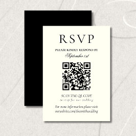 Classic Black and White Minimalist Wedding QR Code 出欠カード