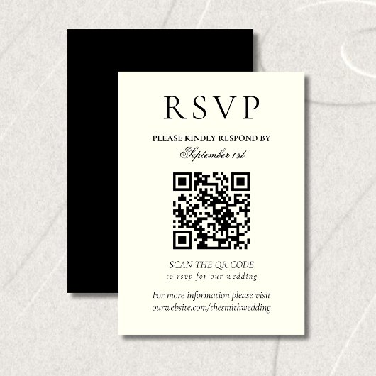 Classic Black and White Minimalist Wedding QR Code 出欠カード