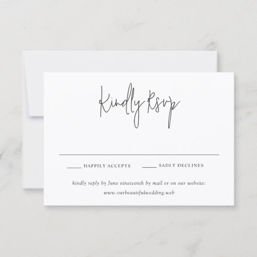 Classic Black and White Modern Wedding 出欠カード (正面)