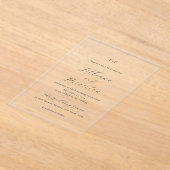 Classic Black and White Monogram Elegant Wedding アクリル招待状 (レイダウン)