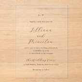 Classic Black and White Monogram Elegant Wedding アクリル招待状 (正面)