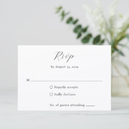 Classic Black and White Monogram Elegant Wedding 出欠カード