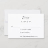 Classic Black and White Monogram Elegant Wedding 出欠カード (正面)