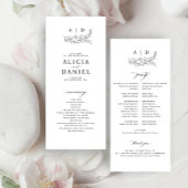 Classic black and white monogram wedding program プログラム
